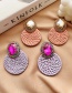 Fashion Purple Alloy Diamond Rattan Round Earrings