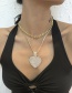 Fashion Gold Color Geometric Diamond Heart-shaped Double Chain Necklace