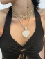 Fashion Gold Color Geometric Diamond Heart-shaped Double Chain Necklace