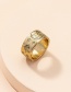 Fashion Vintage Gold Metallic Printed Wide Brim Ring