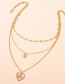 Fashion Gold Color Multilayer Necklace With Diamond Love Heart Eyes