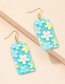Fashion Blue Acrylic Square Flower Earrings