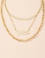 Fashion Gold Color Metal Letter Chain Snake Bone Chain Multilayer Necklace