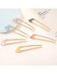 Fashion Crescent Blue Alloy Oil Drop U-shaped Hairpin
