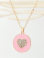 Fashion Pink Round Dripping Heart Necklace