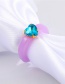 Fashion Purple Diamond Resin Heart Ring
