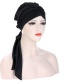 Fashion Black Long Tail Bow Pleated Turban Hat