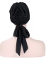 Fashion Black Long Tail Bow Pleated Turban Hat