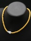 Fashion Yellow Suede Pearl Necklace