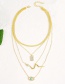 Fashion Gold Color Eye Snake Square Pendant Necklace Four Piece Set