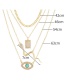 Fashion Gold Color Eye Snake Square Pendant Necklace Four Piece Set