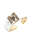 Fashion B Letter Letter Drop Oil Micro Inlaid Zircon Open Ring