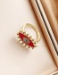 Fashion Red Copper Inlaid Zircon Eye Ring