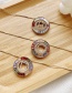 Fashion W Copper Inlaid Zircon Ring Letter Necklace