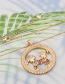 Fashion Gold-plated Girl Color Zirconium Round Hollow Portrait Diamond Necklace