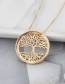 Fashion Gold-plated Diamond Round Tree Of Life Necklace