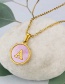 Fashion Pink-a Titanium Steel Round Pink Bottom 26 Letter Necklace