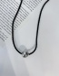 Fashion Black Metal Ball Leather Rope Necklace