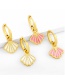 Fashion Pink Oil Drop Scalloped Shell Earrings