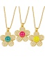Fashion Yellow Diamond Drop Oil Smiley Flower Necklace