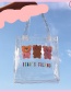 Fashion Single Pink Bear Cartoon Bear Pvc Transparent Shoulder Bag