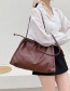 Fashion Dark Brown Large Capacity Pleated Drawstring Shoulder Bag