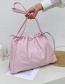 Fashion Pink Large Capacity Pleated Drawstring Shoulder Bag