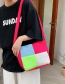 Fashion Pink Contrasting Color Shoulder Canvas Bag