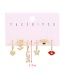 Fashion Color 6-piece Copper Inlaid Zircon Alphabet Butterfly Earrings