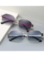 Fashion Silver Color Frame Gradient Blue Square Frame Sunglasses