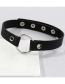Fashion Black Leather Round Collar
