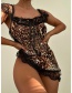 Fashion Black Lace Stitching Leopard Print Underwear