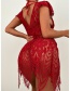 Fashion Red Lace Hollow Halter Neck Lace Two-piece Underwear