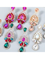 Fashion Rose Gold Alloy Diamond Drop-shaped Glass Diamond Earrings