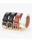 Fashion White Leather Belt With Gold Buckle