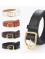 Fashion Black Leather Belt With Gold Buckle