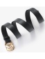 Fashion Black Double Loop Chain Buckle Perforated Belt