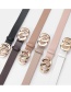 Fashion Pink Double Loop Chain Buckle Perforated Belt