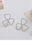 Fashion Gold Color Diamond Heart Stitching Petal Stud Earrings