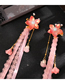 Fashion Pink Flower Tassel Wig Braid Side Hairpin