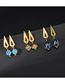 Fashion Gold Round Stone Titanium Steel Geometric Earrings
