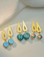 Fashion Gold Color Blue Water Drop Titanium Steel Drop Earrings