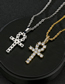 Fashion Twist Chain Gold Color Diamond Round Head Cross Twist Chain Necklace