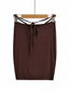 Fashion Coffee Color Drawstring Pleated Skirt