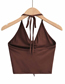 Fashion Coffee Color Solid Color Halterneck Drawstring Sling Pullover Vest