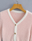 Fashion Pink Mohair V-neck Long Sleeve Sweater Cardigan