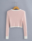 Fashion Pink Mohair V-neck Long Sleeve Sweater Cardigan