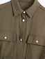 Fashion Armygreen Solid Color Drape Multi-button Drawstring Lapel Coat