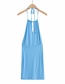 Fashion Blue Solid Color Halterneck Cutout Dress