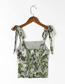 Fashion Green Flower Print Lace Pleated Sling